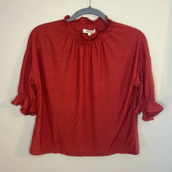 NWT MADEWELL Clipdot Ruffle Top in Etruscan Clay XS - Picture 3 of 9